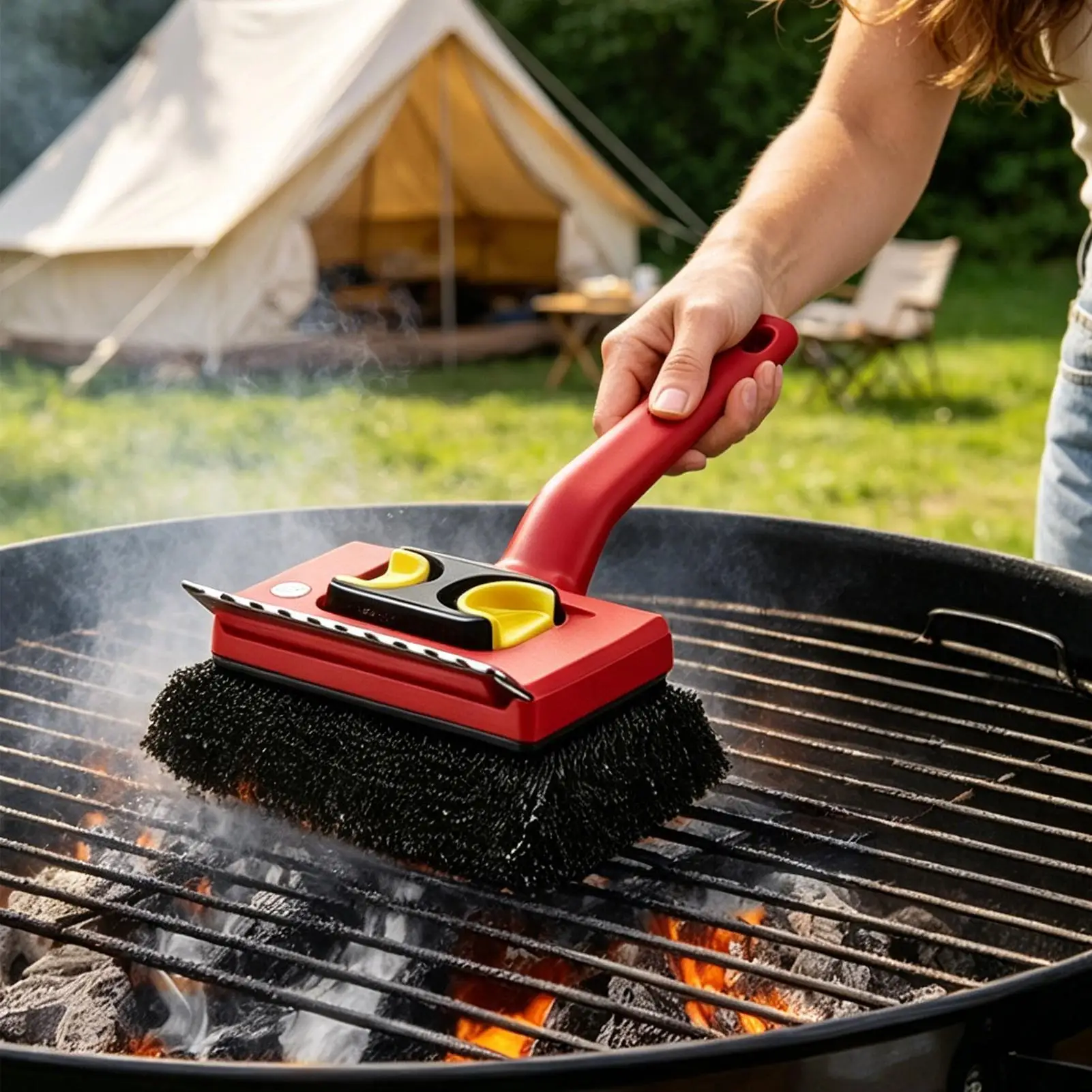 فرشاة شواء كهربائية بمقبض طويل - مراجعة Power Tools Red وسعره